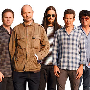 Five men standing together in a group portrait.